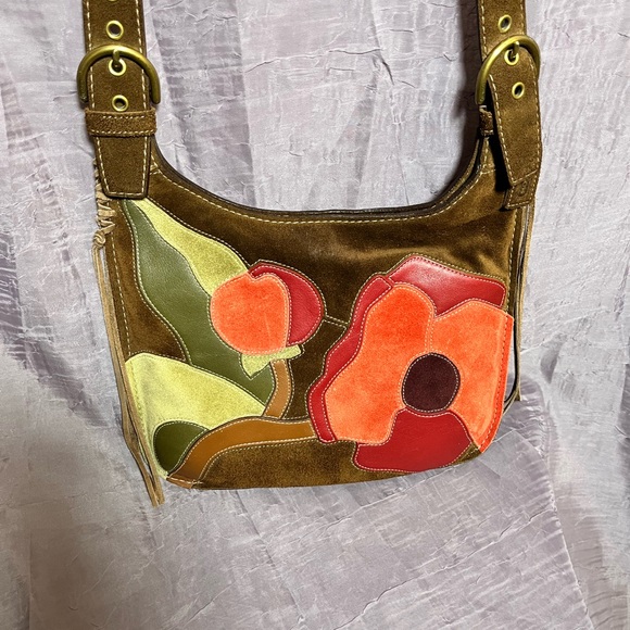 Coach Handbags - Coach Poppy for Peace Vintage Suede and Leather Shoulder Bag